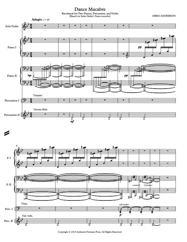 Danse Macabre: Bacchanal for Two Pianos, Percussion & Violin